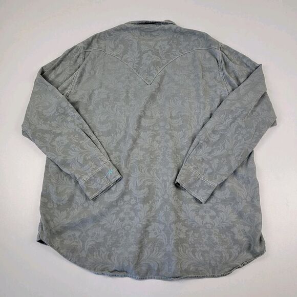 Ryan Michael Shirt Mens XXL 2XL Pearl Snap Long Sleeve Western Silk Blend - Picture 9 of 11